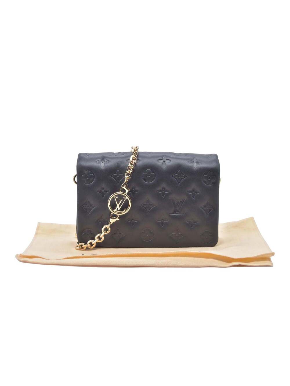 $3150 RFID Louis Vuitton Lambskin Embossed Monogram Pochette